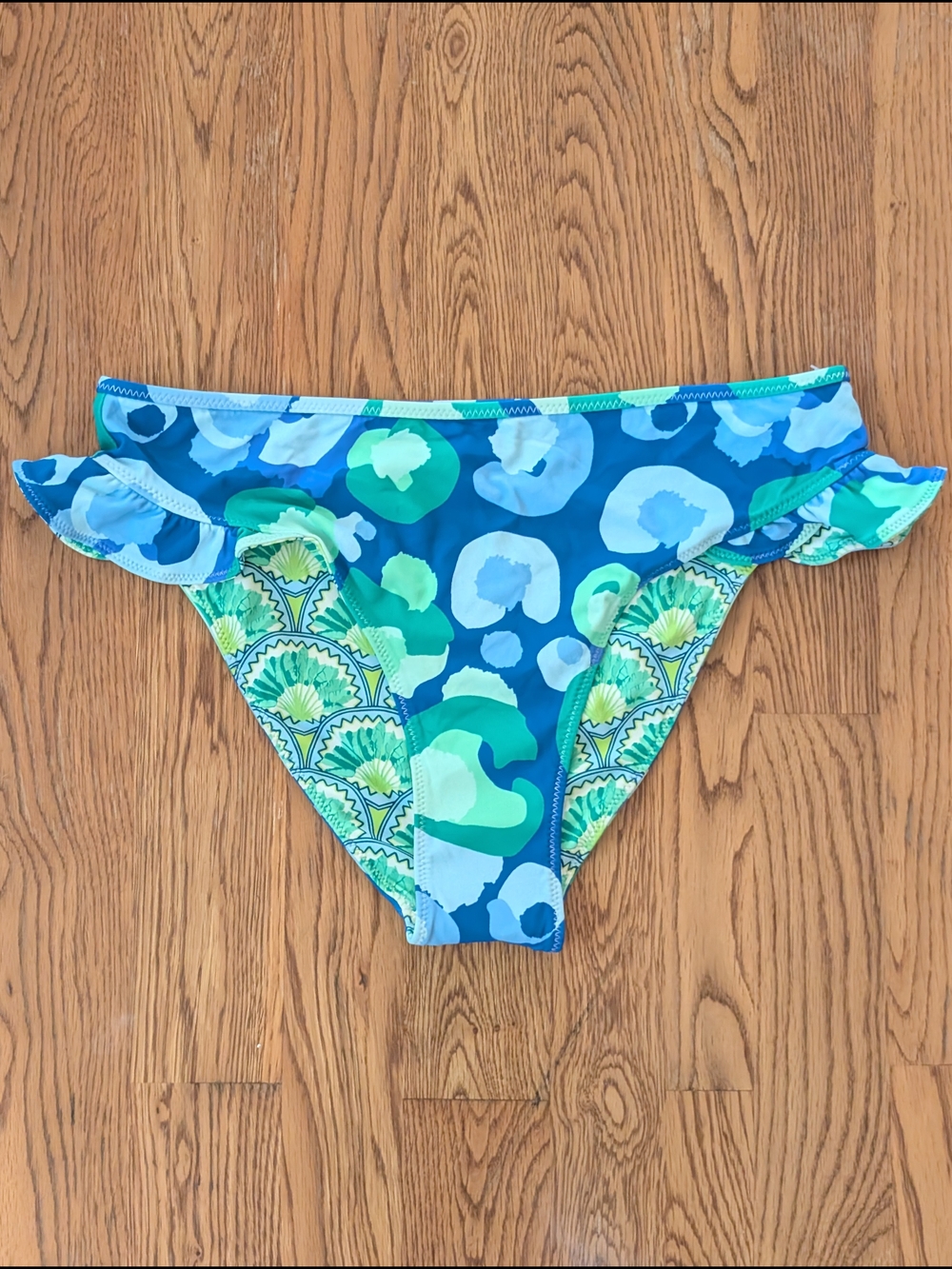Emily McCarthy Blue Green Sea Glass Cheetah Print Swim Bikini Bottom